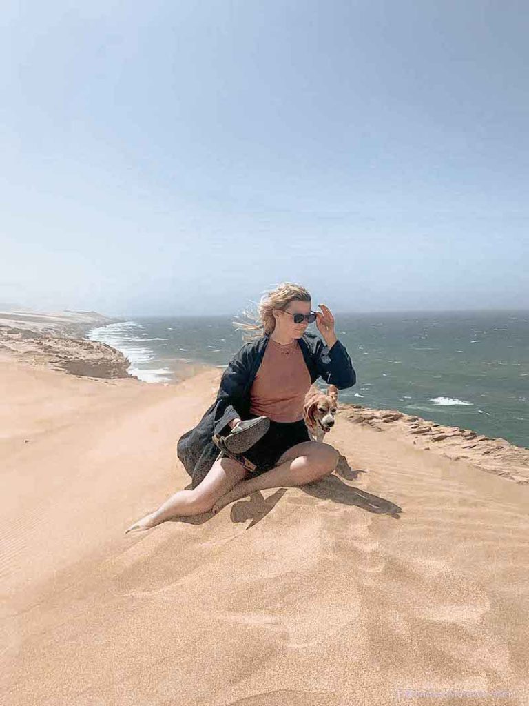 Taboga dunes morocco girl dog